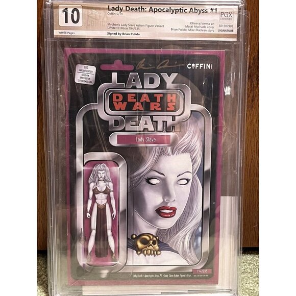 2019 Lady Death: Apocalyptic Abyss #1 - Signed Pulido PGX 10 Lady Slave Variant! - Picture 1 of 2